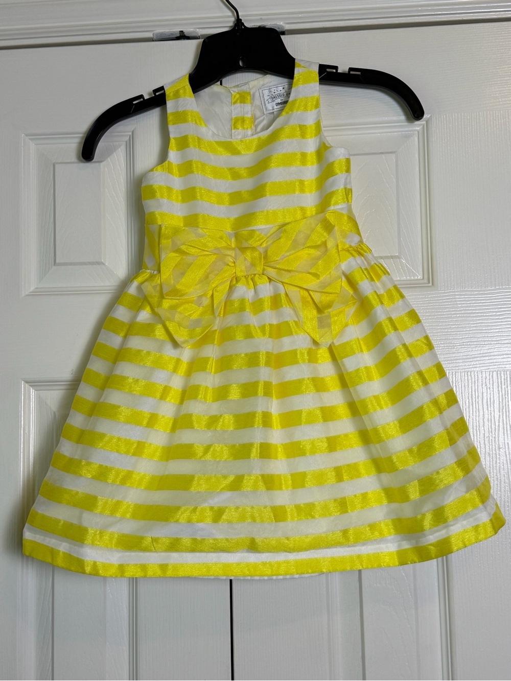 Girls Gymboree Yellow and White Striped Bow Party Dress-summer wedding